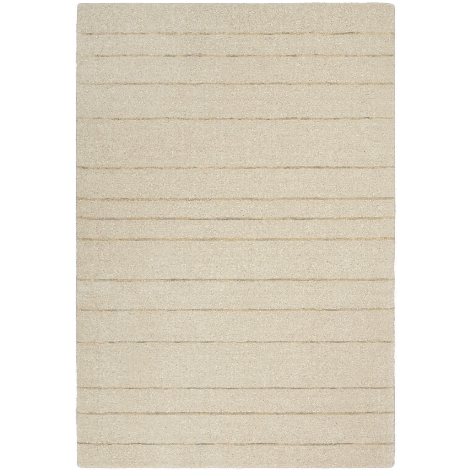 Ivory Striped Handmade Wool 4' x 6' Rug