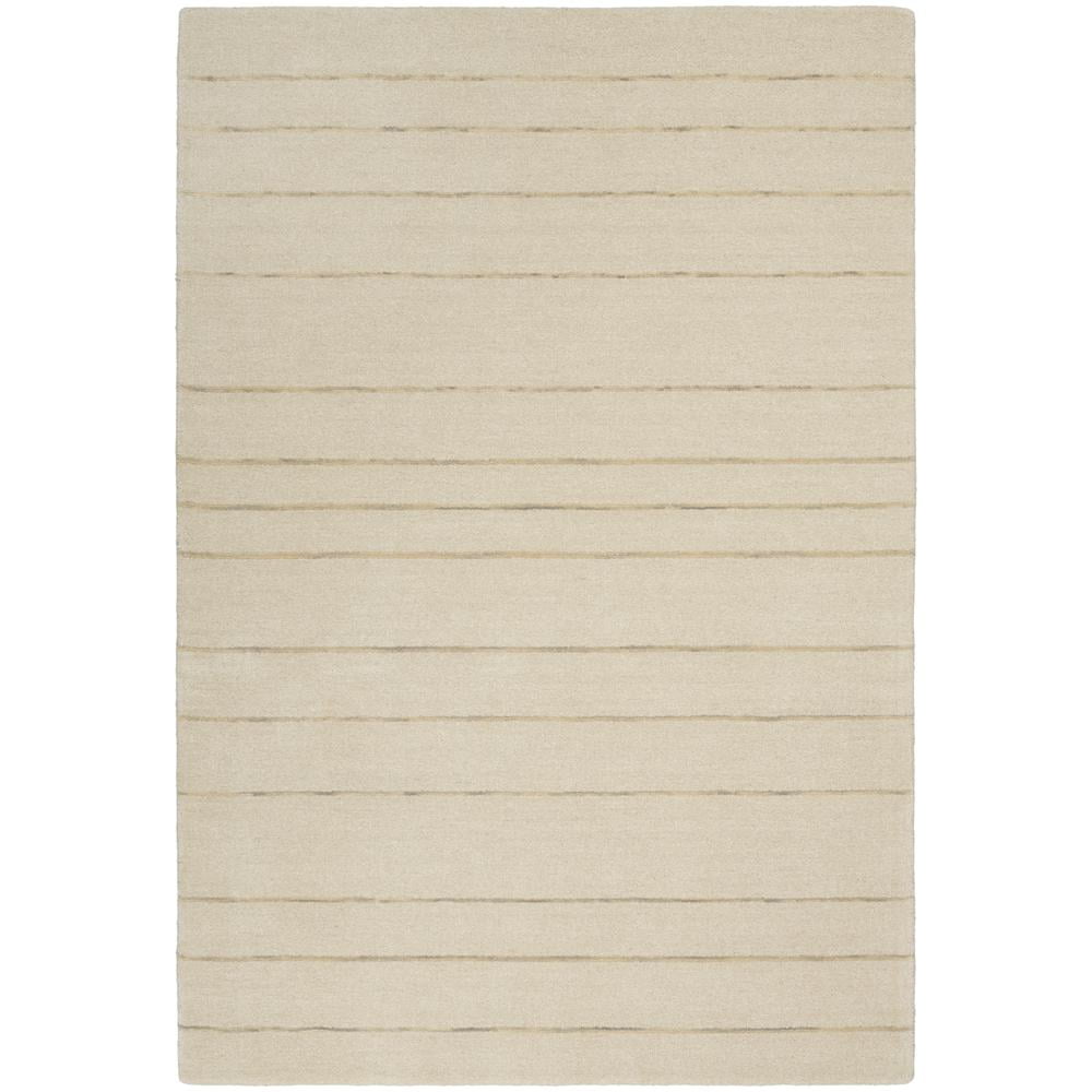 Ivory Striped Handmade Wool 4' x 6' Rug