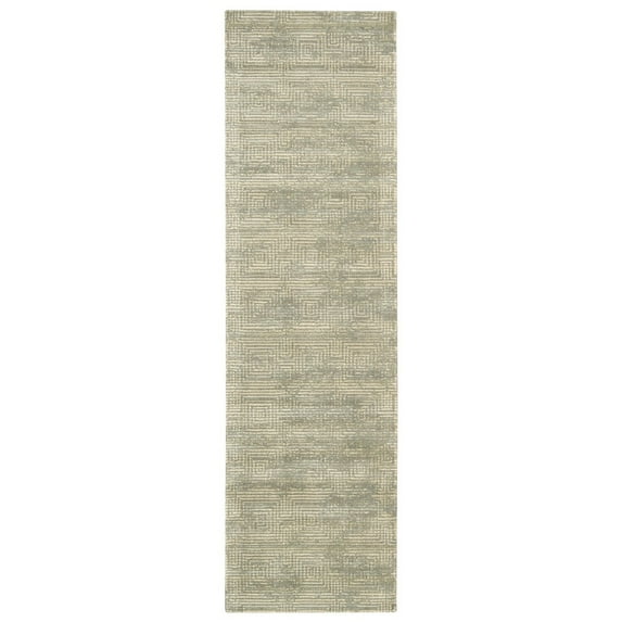Calvin Klein Home  Maya Modern Vintage Grey Beige Area Rug 2' 3" x 8' - Mineral