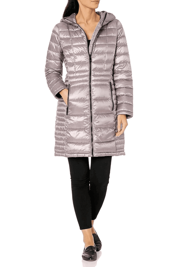 Hooded Puffer Longline Coat, Women's XS