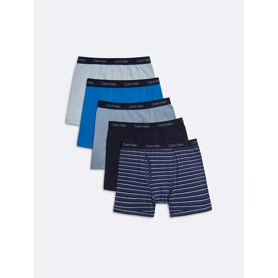 Calvin Klein INDIGO STRIPES Boys' Boys Cotton 5-Pack Boxer Brief, US S/CH/P(6/7)