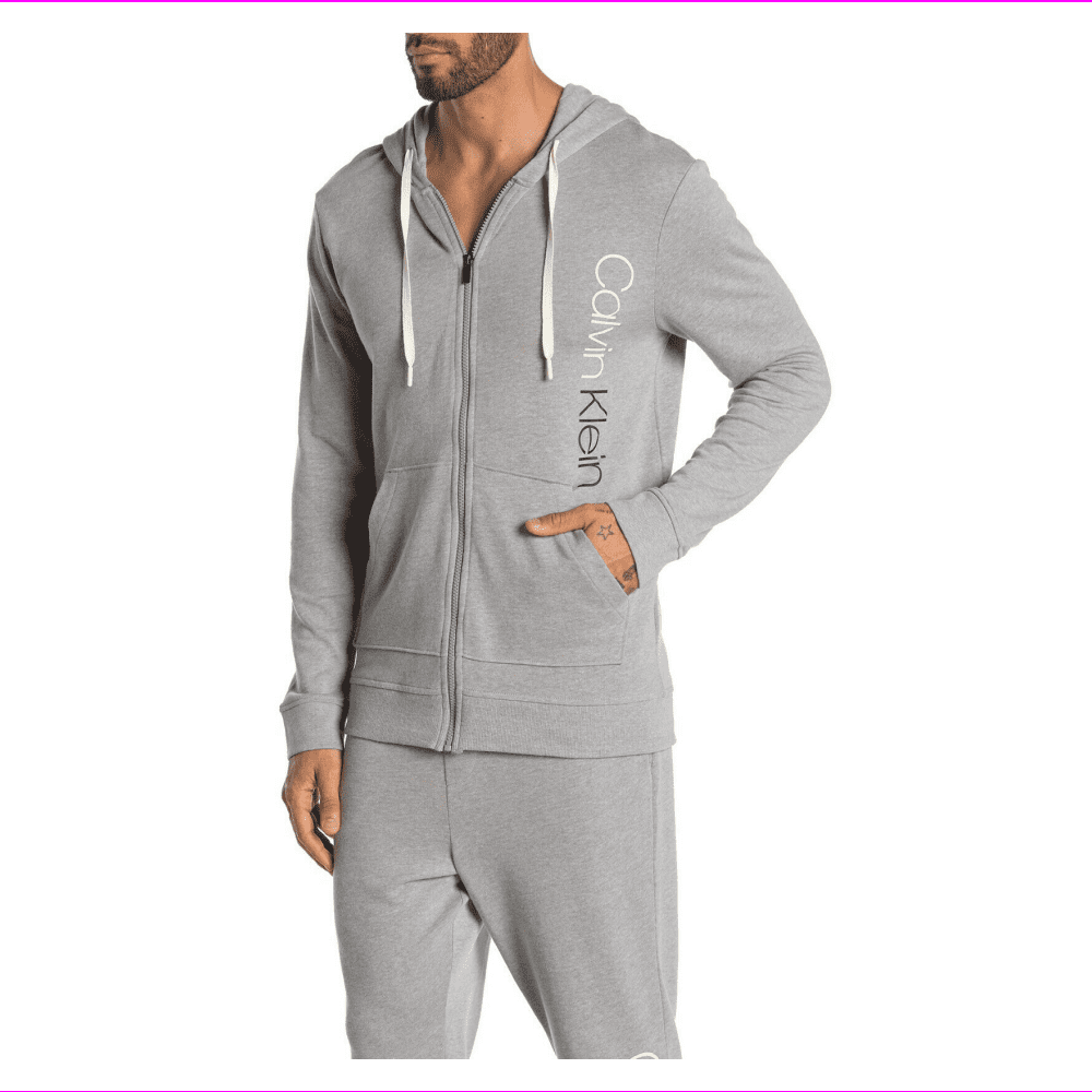 Calvin Klein Immerge Logo Zip Hoodie Grey Large