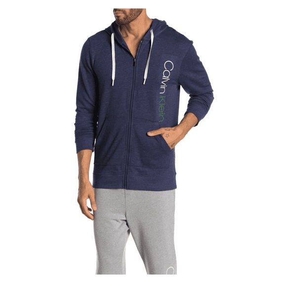 Calvin Klein Immerge Logo Zip Hoodie, Peacoat Heather, Small