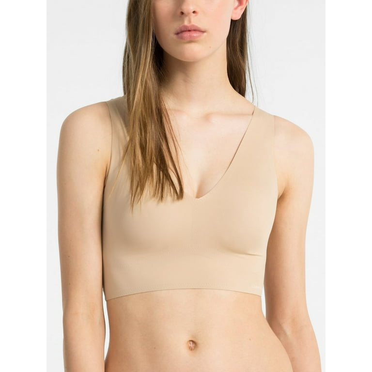 Calvin Klein Invisibles Lightly Lined V-Neck Bralette, Bare, Large