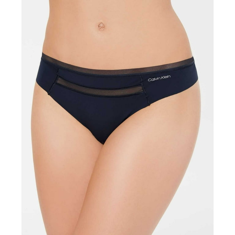 Calvin Klein Invisibles Thong with Mesh (QD3692) Shoreline, Large 