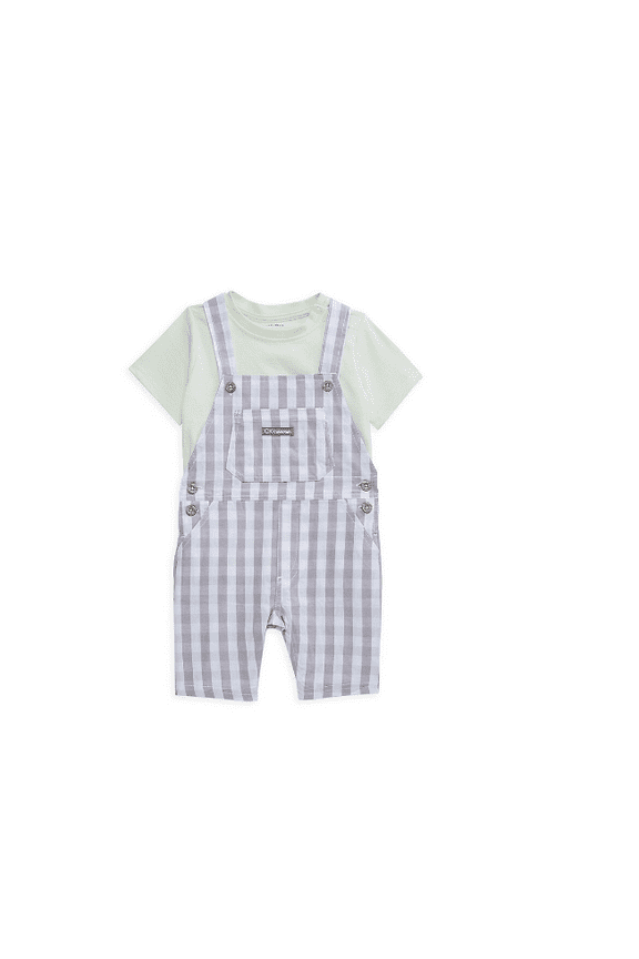 Jeans Baby Boy's 2-Piece Tee & Shortall Set - Green Blue - Size 6-9 Months