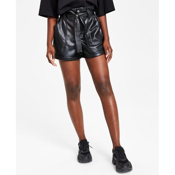 Calvin Klein Jeans Belted Faux Leather Shorts Large L