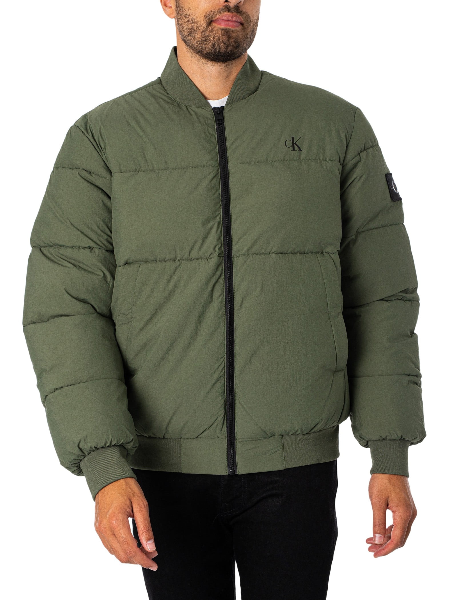 Calvin Klein Jeans Commercial Bomber Jacket, Green - Walmart.com