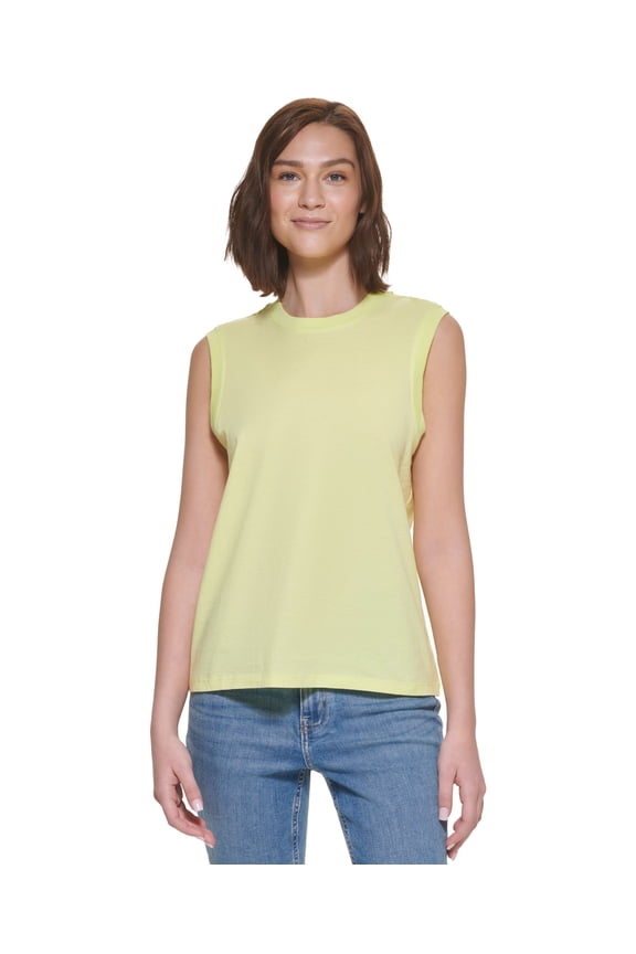 Jeans Crewneck Sleeveless Cotton Top Lemondrop M