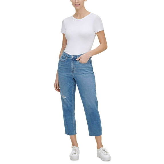 Calvin Klein Jeans Cropped High Rise Straight Leg Jeans Womens