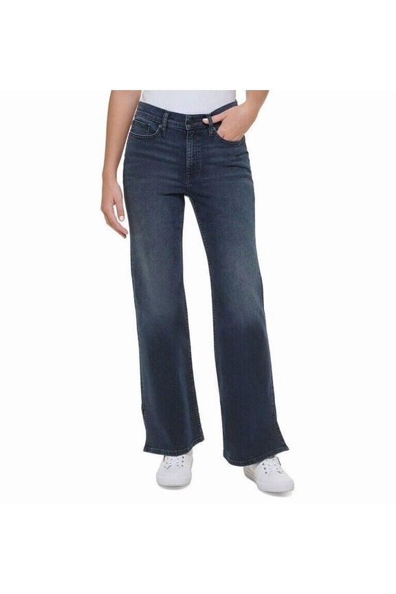 Jeans High-Rise Flared Slit-Hem Jeans Women's 27 Sapphire