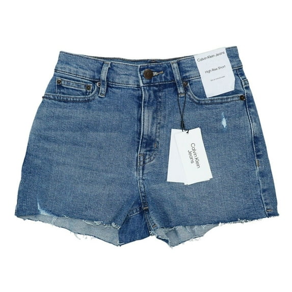 Calvin Klein Jeans High Rise Raw Hem Shorts Blue B4HP (Regular,31)