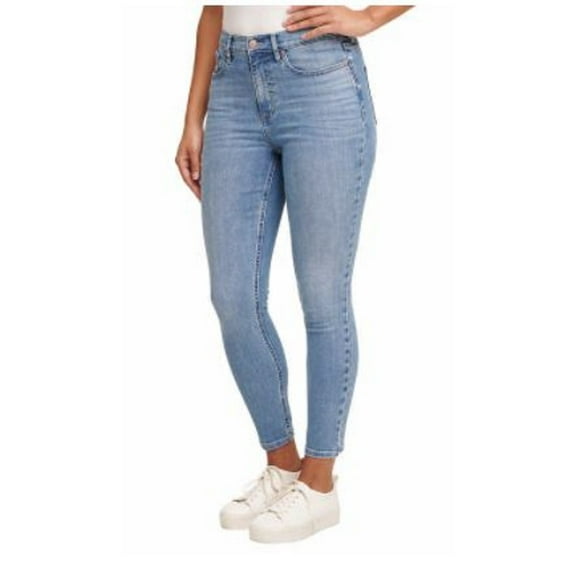 Calvin Klein Jeans Ladies’ High-Rise Jeans Ankle Length Stretch Fabric (Ice Blue, 4)