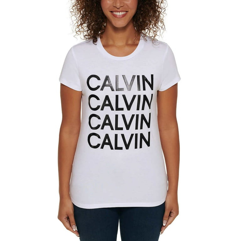 Calvin Klein Jeans Ladies' Logo Tee, Women Crewneck Tee, Womens Summer  Tops, Graphic Tees Women