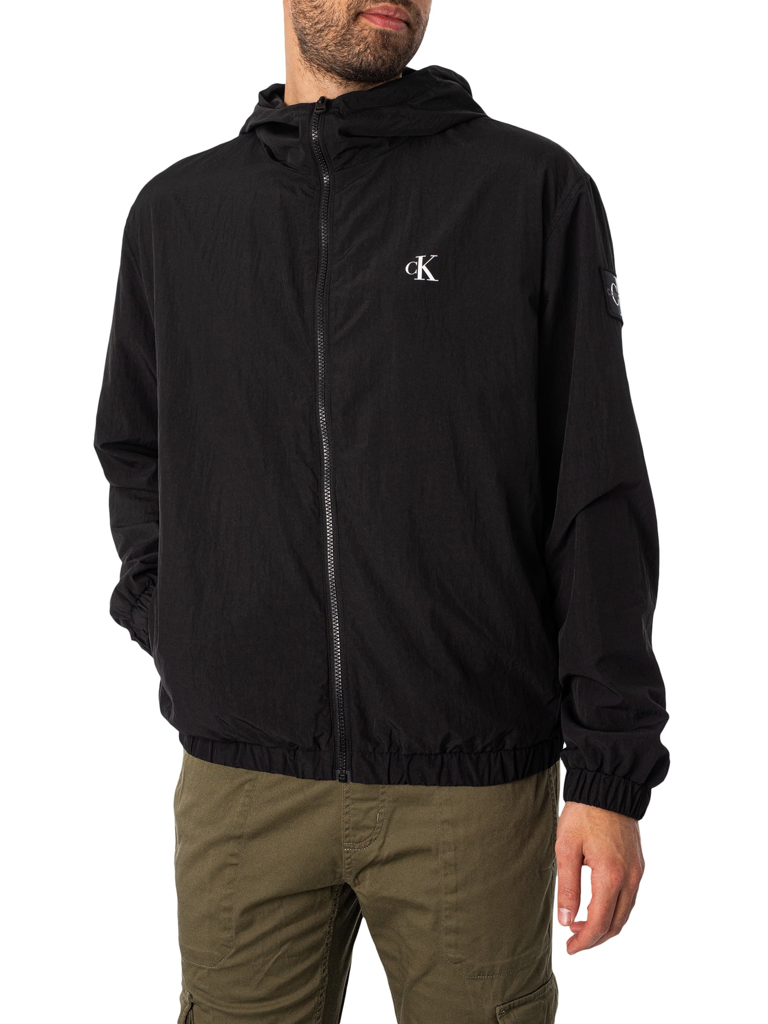 Calvin Klein Jeans Logo Windbreaker Jacket, Black - Walmart.com