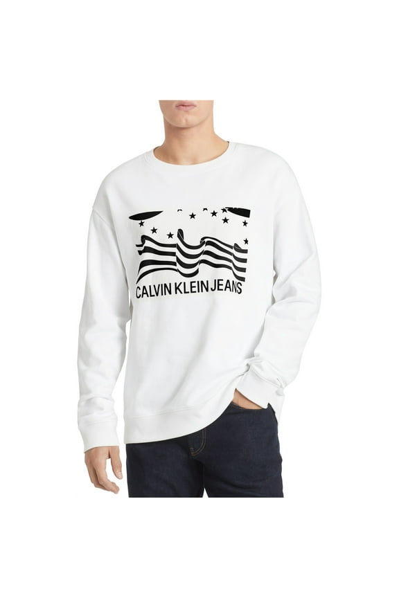 Jeans Men’s Long-Sleeve Boxed Logo T-Shirt, White, Large