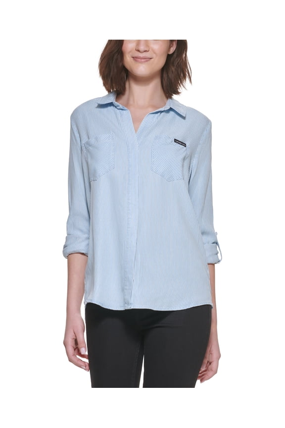 Jeans Petite Striped Shirt Enzyme Wash PL