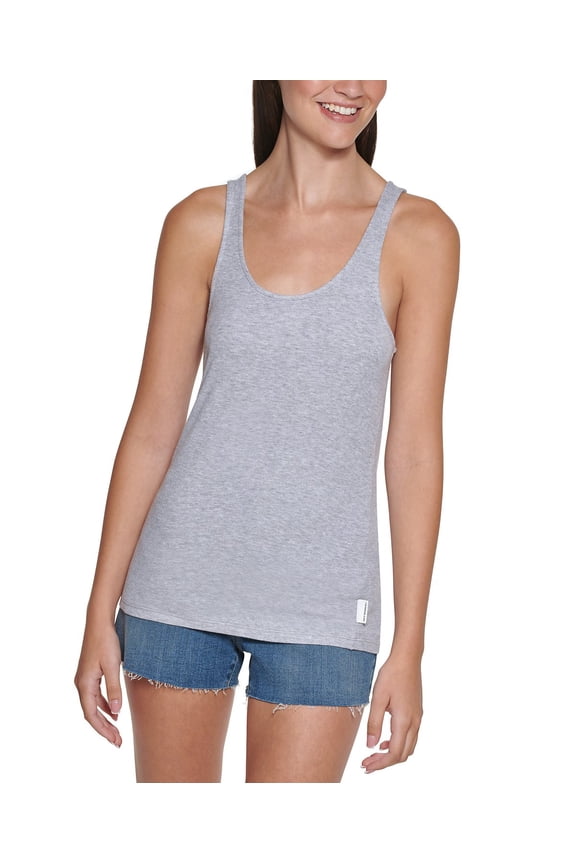 Racerback Tank Top, Pearl Grey Heather, Size Large