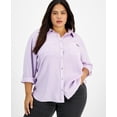 thumbnail image 1 of Calvin Klein Jeans Trendy Plus Size Button Down Roll Tab Shirt Orchid 2X, 1 of 1