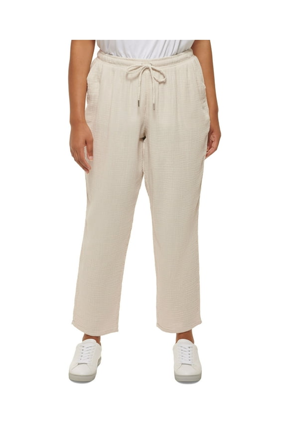 Jeans Trendy Plus Size Cotton Drawstring Pants Birch 1X