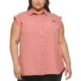 thumbnail image 1 of Calvin Klein Jeans Trendy Plus Size Cuffed Sleeve Top Savannah 2X, 1 of 1