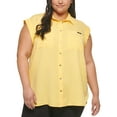 thumbnail image 1 of Calvin Klein Jeans Trendy Plus Size Cuffed Sleeve Top Sunkiss 1X, 1 of 1
