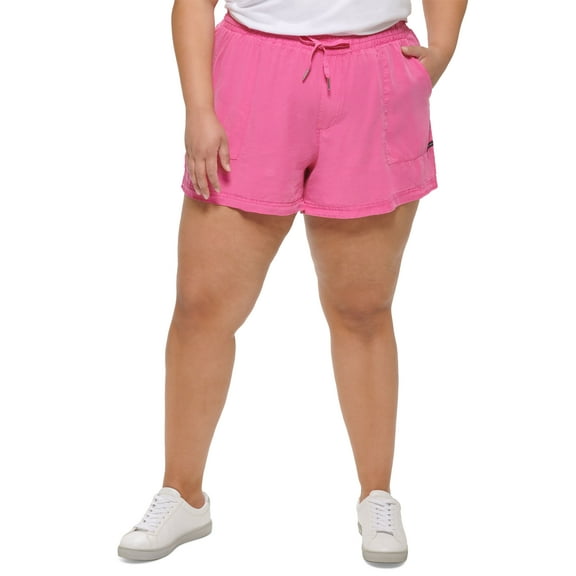 Calvin Klein Jeans Trendy Plus Size Drawstring Shorts Prime Pink 3X