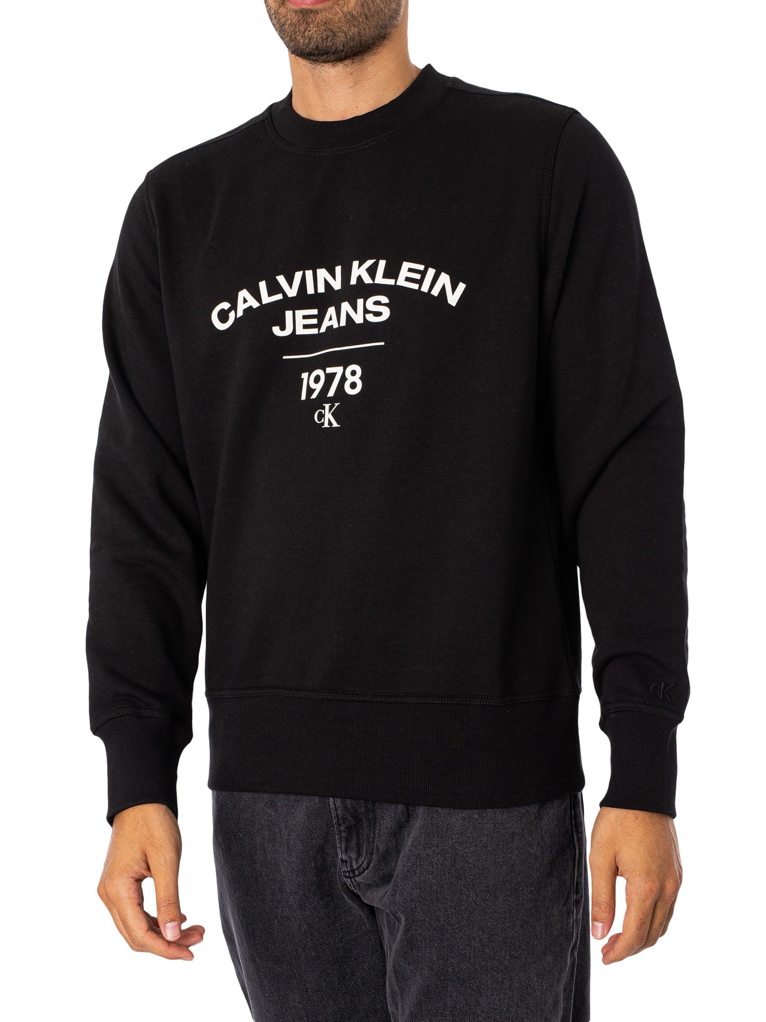 Calvin Klein Jeans Varsity Curve Sweatshirt, Black 