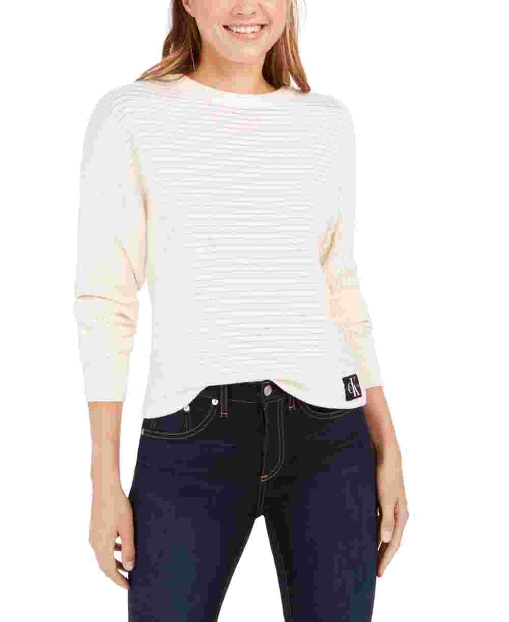 Calvin Klein Jeans Women's Cotton Sweater White Size X-Large - image 1 of 3