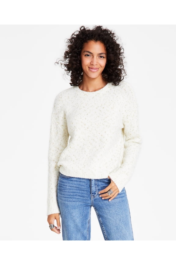 Jeans Womens Crewneck Long-Sleeve Lurex Sweater Powder Blue/Silver, Small