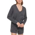 thumbnail image 1 of Women's Ribbed-Sleeve Button-Front Cardigan Forge Iron S, 1 of 4