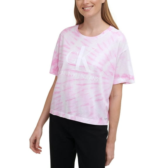 Calvin Klein Jeans Women's Tee Tie-Dyed Logo T-Shirt Top Cool Pink XL, $50 NWT