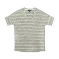 thumbnail image 1 of Calvin Klein Jeans Women's V-Neck Stripe Short Sleeve Tee Knitted T-Shirt ( Grey, Medium), 1 of 1