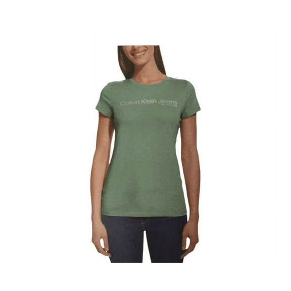 Calvin Klein Jeans Womens Branded Tee Shirt Green Small