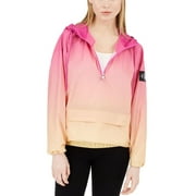 Calvin Klein Jeans Womens Juniors Hooded Water Resistant 1/4 Zip Jacket Pink M