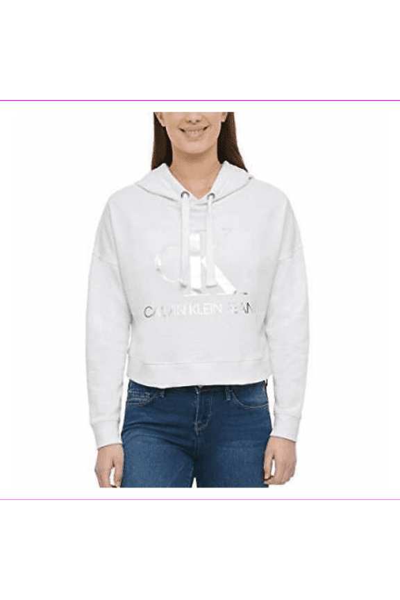 Jeans Womens Monogram Logo Tie Dye Block Hoodie (White Silver Combo, X-Large)