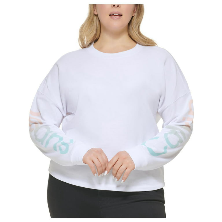 Plus Jeans Womens Crewneck Sweater Logo Pullover Klein Calvin