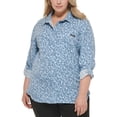 thumbnail image 1 of Calvin Klein Jeans Womens Plus Printed Long Sleeve Button-Down Top, 1 of 1