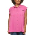 thumbnail image 1 of Calvin Klein Jeans Womens Plus Tencel Collared Button-Down Top, 1 of 2