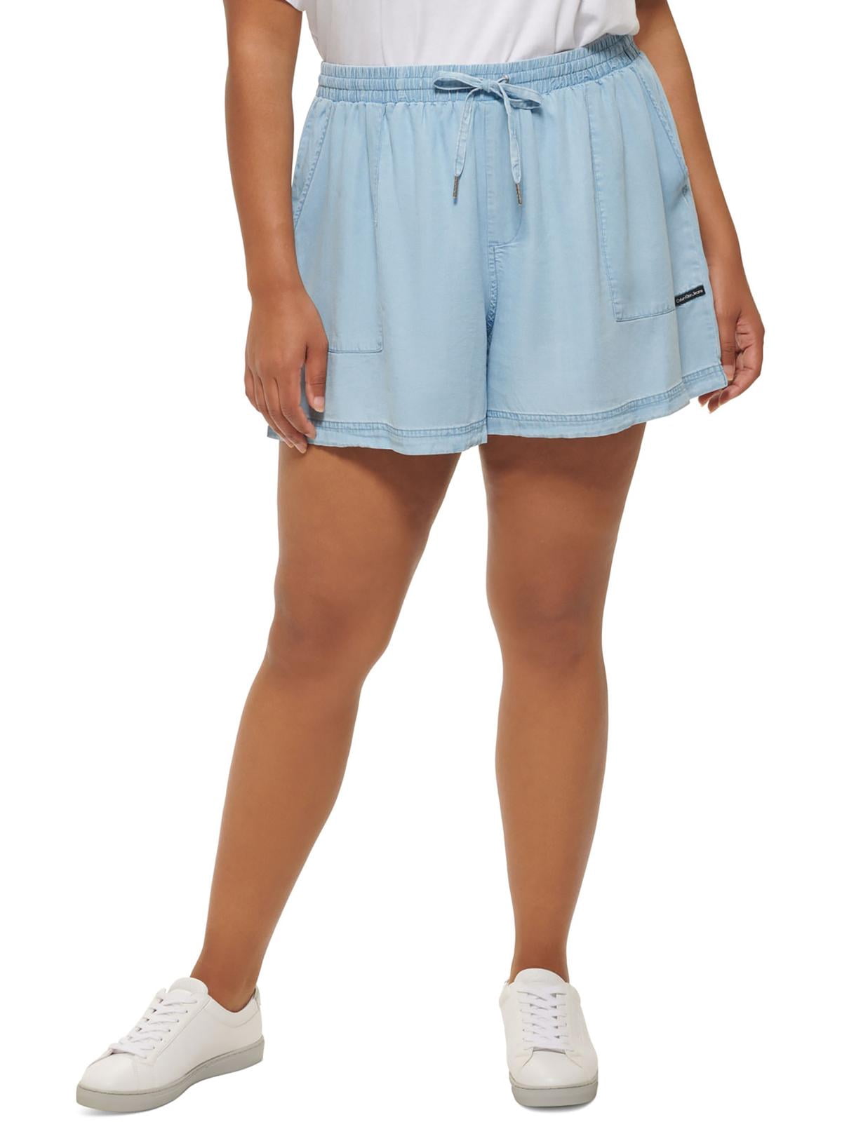 Calvin Klein Jeans Womens Plus Tencel Faded Casual Shorts