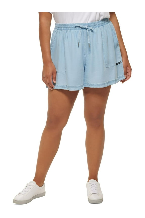 Womens Plus Tencel Faded Casual Shorts