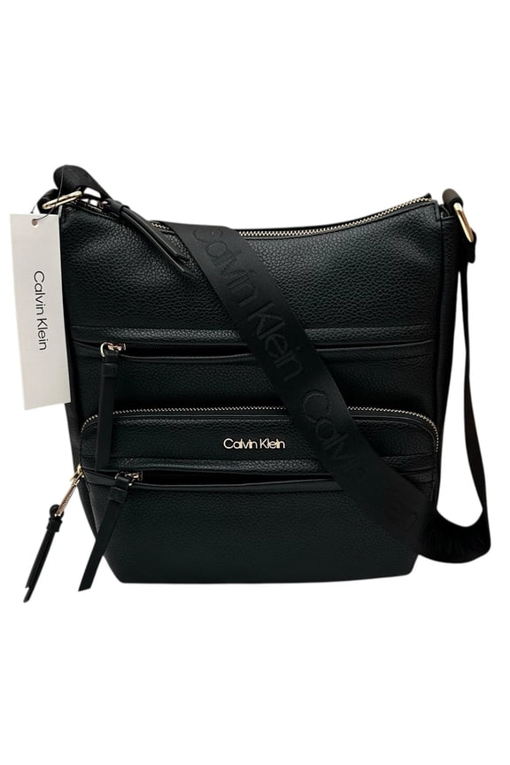 Kiara Rocky Road Messenger Crossbody Bag Black-Gold 11x11x4"