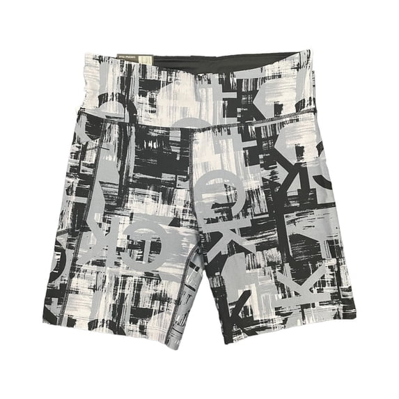 Calvin Klein Ladies CK Logo Moisture Wicking High Rise Bike Short (Drybrush Logo Black, XL)