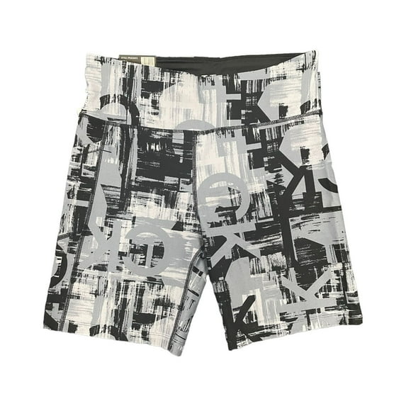 Calvin Klein Ladies CK Logo Moisture Wicking High Rise Bike Short (Drybrush Logo Black, XS)