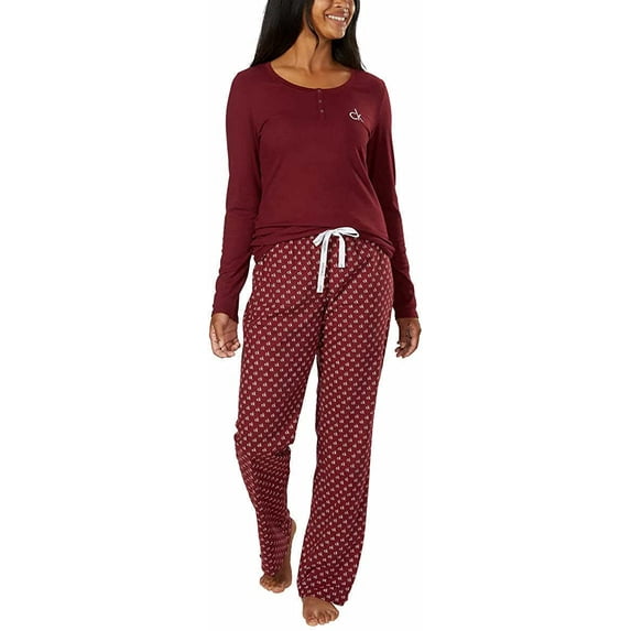 Calvin Klein Ladies' Fleece PJ Set Size: L, Color: Red