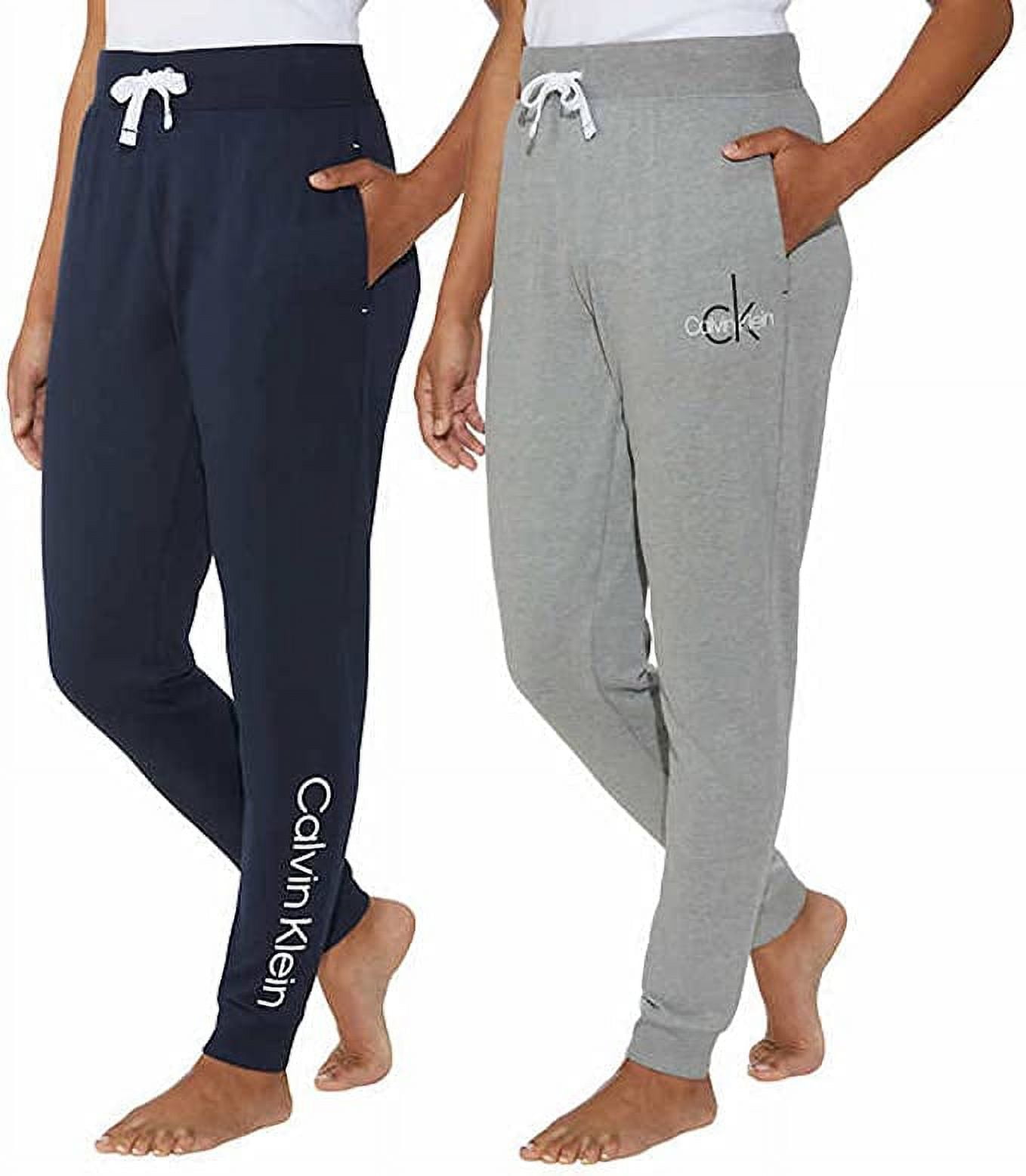 Calvin Klein Ladies' French Terry Joggers 2-Pack, Blue/Gray Small 