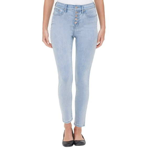 Calvin Klein Ladies' High Rise Exposed Button Jean Glacier (Light Blue), Size 14
