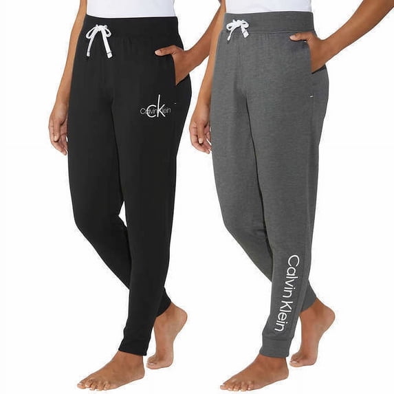 Calvin Klein Ladies' Jogger, 2-pack 1580761 (Black/Ashford Grey Heather, X-Large)