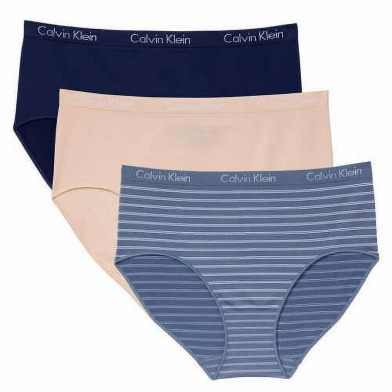 Calvin Klein Ladies' Seamless Briefs, 3-pack (Blue and White