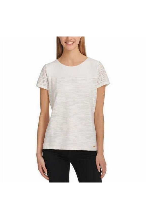 Ladies' Stretch Textured Tee Relaxed Fit, XXL, Soft White - NEW